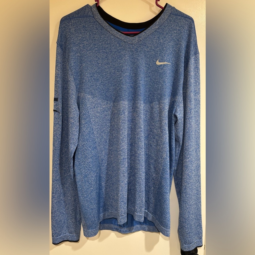 Nike Men's Heathered Blue Long Sleeve Tee